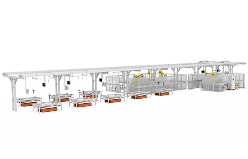 خط تجميع أوتوماتيكي للحزم المرنة مع AGV